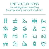 iconos vectoriales de línea para consultoría de gestión de fabricación de respuesta rápida y ahorro de energía en el sitio web de la industria vector