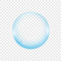 Realistic transparent soap or water bubble. Big translucent glass sphere with glares and shadow. Isolated eps vector transparency orb illustration