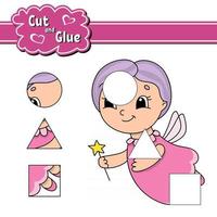 Cut and glue. Education developing worksheet. Activity page. Game for children. Isolated vector illustration in cute cartoon style.