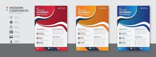 Business flyer layout template in A4 size. Modern Brochure template cover design annual report poster with geometric and wavy lines for business market on white background vector illustration