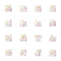 Trending hobbies gradient linear vector icons set. Home business. Boho style. Craft activity. Creative reuse. Thin line contour symbols bundle. Isolated vector outline illustrations collection