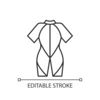 Wetsuit linear icon. Special suit for spending time in water. Keep warmth. Stretchy material. Thin line customizable illustration. Contour symbol. Vector isolated outline drawing. Editable stroke