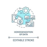 Homogenization of data concept icon. Digital twin characteristics. Innovational computers automation abstract idea thin line illustration. Vector isolated outline color drawing. Editable stroke