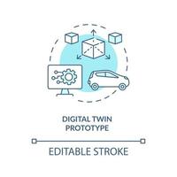 Digital twin prototype concept icon. Early example of future technology. Modern smart systems abstract idea thin line illustration. Vector isolated outline color drawing. Editable stroke