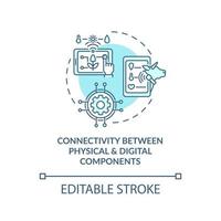 Connectivity between physical and digital components concept icon. Digital equipment. Technologies abstract idea thin line illustration. Vector isolated outline color drawing. Editable stroke