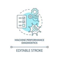 Machine performance diagnostics concept icon. Digital twin tasks. Innovative computers automation abstract idea thin line illustration. Vector isolated outline color drawing. Editable stroke