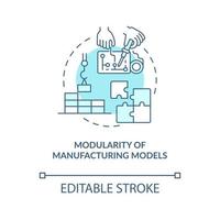 Modularity of manufacturing models concept icon. Technology characteristics. Customization of products abstract idea thin line illustration. Vector isolated outline color drawing. Editable stroke