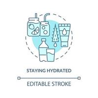 Staying hydrated concept icon. Heatstroke prevention abstract idea thin line illustration. Making fruit infused drinks. Health improvement. Vector isolated outline color drawing. Editable stroke