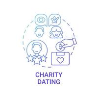 Charity dating concept icon. Fundraising kind abstract idea thin line illustration. Introducing potential couples. Providing dinner and entertainment. Vector isolated outline color drawing