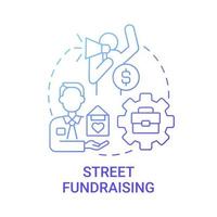 Street fundraising concept icon. Charity event abstract idea thin line illustration. Raising funds for charity. Grab people attention. Face-to-face form. Vector isolated outline color drawing