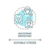 Heatstroke protection concept icon. Summer beach safety abstract idea thin line illustration. Heat-related illnesses prevention. Vector isolated outline color drawing. Editable stroke