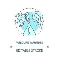 Wildlife warning concept icon. Summer beach safety abstract idea thin line illustration. Jellyfish, sea turtles warning signs. Vector isolated outline color drawing. Editable stroke