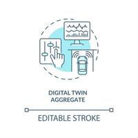 Digital twin aggregate concept icon. Smart technology types. Innovative systems. Computer automation abstract idea thin line illustration. Vector isolated outline color drawing. Editable stroke