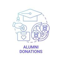 Alumni donations concept icon. Fundraising appeal abstract idea thin line illustration. Supporting colleges and universities. Making gifts to endowment funds. Vector isolated outline color drawing