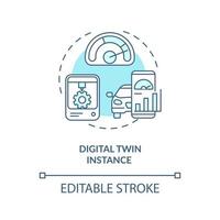 Digital twin instance concept icon. Tests on different usage scenarios. Innovative systems abstract idea thin line illustration. Vector isolated outline color drawing. Editable stroke