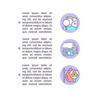 Diagnosing diabetes concept line icons with text. PPT page vector template with copy space. Brochure, magazine, newsletter design element. Types of diseases linear illustrations on white