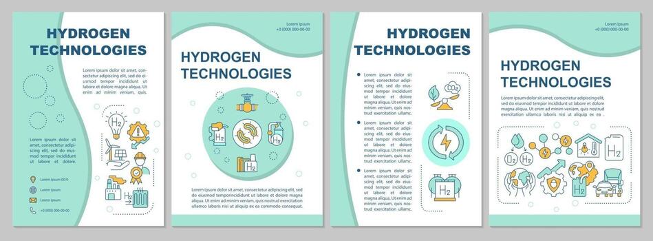 Hydrogen technologies brochure template. Energy usage. Flyer, booklet, leaflet print, cover design with linear icons. Vector layouts for presentation, annual reports, advertisement pages