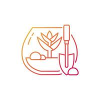 DIY tropical terrarium gradient linear vector icon. Growing plants inside humid environment. Mosses under glass. Thin line color symbols. Modern style pictogram. Vector isolated outline drawing