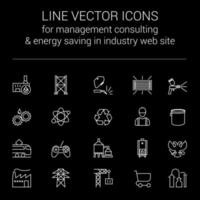 Line vector icons for management consulting and energy saving in industry web site