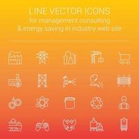 iconos vectoriales de línea para consultoría de gestión de fabricación de respuesta rápida y ahorro de energía en el sitio web de la industria vector