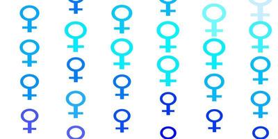 Fondo de vector de color rosa claro, azul con símbolos de poder de la mujer.