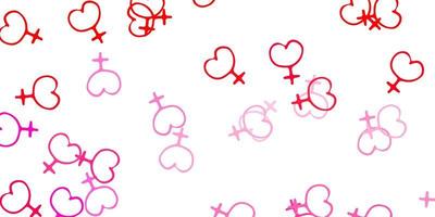 Light Red vector backdrop with woman's power symbols.