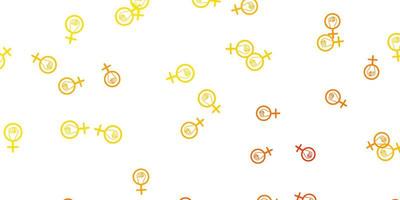 Light Yellow vector backdrop with woman's power symbols.