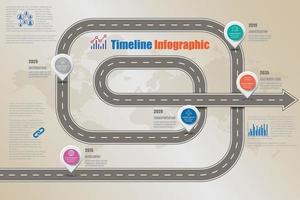 Mapa de señales de tráfico de negocios infografía de línea de tiempo diseñada para plantilla de fondo abstracto elemento de hito diagrama moderno tecnología de proceso marketing digital presentación de datos gráfico ilustración vectorial vector