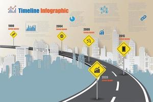 Conceptos de autopista de infografía de línea de tiempo de hoja de ruta de negocios diseñados para plantilla de fondo abstracto diagrama de hitos tecnología de proceso marketing digital presentación de datos gráfico ilustración vectorial vector