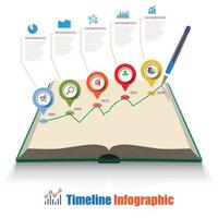 Design template creative business timeline infographic book concept Vector Illustration