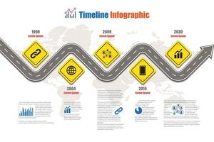 Mapa de señales de tráfico de negocios infografía de línea de tiempo diseñada para plantilla de fondo abstracto elemento de hito diagrama moderno tecnología de proceso marketing digital presentación de datos gráfico ilustración vectorial vector