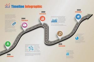 Plantilla de infografía de línea de tiempo de hoja de ruta de negocios con punteros diseñados para hito de fondo abstracto tecnología de proceso de diagrama moderno ilustración de vector de gráfico de presentación de datos de marketing digital