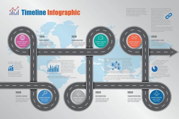 Business roadmap timeline infographic template with pointers designed for abstract background milestone modern diagram process technology digital marketing data presentation chart Vector illustration