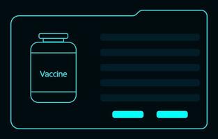 Vaccines in the blue frame hud , future interface for digital media. vector