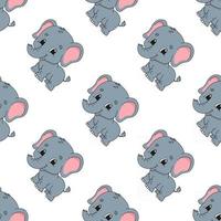 Happy elephant. Colored seamless pattern with cute cartoon character. Simple flat vector illustration isolated on white background. Design wallpaper, fabric, wrapping paper, covers, websites.