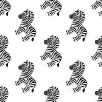 Happy zebra. Colored seamless pattern with cute cartoon character. Simple flat vector illustration isolated on white background. Design wallpaper, fabric, wrapping paper, covers, websites.