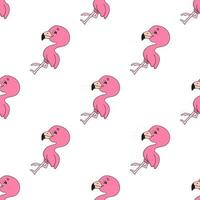 Happy flamingo. Colored seamless pattern with cute cartoon character. Simple flat vector illustration isolated on white background. Design wallpaper, fabric, wrapping paper, covers, websites.