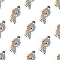Happy bird. Colored seamless pattern with cute cartoon character. Simple flat vector illustration isolated on white background. Design wallpaper, fabric, wrapping paper, covers, websites.