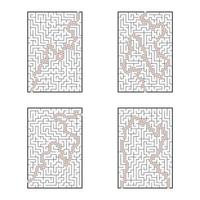A set of rectangular mazes. Game for kids. Puzzle for children. Labyrinth conundrum. Flat vector illustration isolated on white background. With answer.