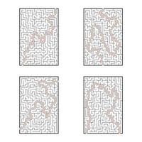 A set of rectangular mazes. Game for kids. Puzzle for children. Labyrinth conundrum. Flat vector illustration isolated on white background. With answer.