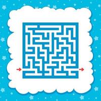 Color square maze. Game for kids. Puzzle for children. One entrance, one exit. Labyrinth conundrum. Flat vector illustration isolated on fairy background.