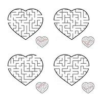 A set of labyrinths of hearts. Game for kids. Puzzle for children. Labyrinth conundrum. Flat vector illustration isolated on white background.