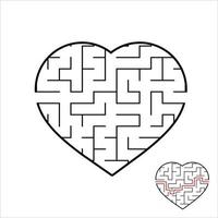 Abstract heart shaped labyrinth. Game for kids. Puzzle for children. One entrances, one exit. Maze conundrum. Simple flat vector illustration isolated on white background.