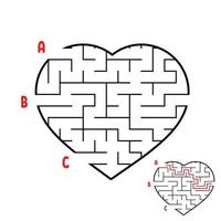 Labyrinth in the shape of a heart. Game for kids. Puzzle for children. Find the right way. Maze conundrum. Flat vector illustration isolated on white background.