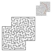 Abstract square maze. Game for kids. Puzzle for children. Labyrinth conundrum. Flat vector illustration isolated on white background. With answer. With place for your image.