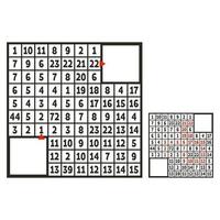 Mathematical square maze. Game for kids. Puzzle for children. The study of numbers. Labyrinth conundrum. Flat vector illustration isolated on white background. With answer. With place for your image.