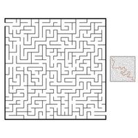 Abstract square maze. Game for kids. Puzzle for children. Labyrinth conundrum. Black flat vector illustration isolated on white background. With answer.