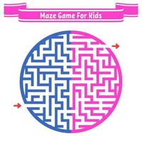 Color round maze. Painted in different colors. Game for kids and adults. Puzzle for children. Labyrinth conundrum. Flat vector illustration isolated on white background.