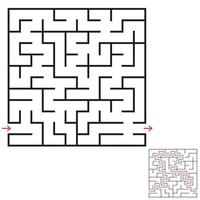 A square labyrinth. An interesting and useful game for children and adults. A simple flat vector illustration on a white background. With the decision.