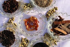 Collection of various healthy spices photo
